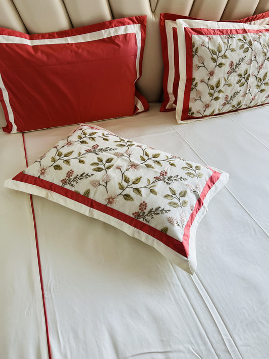 Off White Cotton Luxury Embroidery Bedsheet