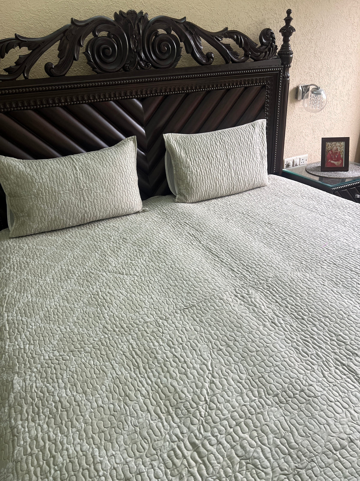 Serene Beige Quilted Bedcover 3pc Set