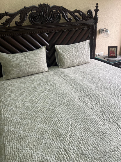 Serene Beige Quilted Bedcover 3pc Set