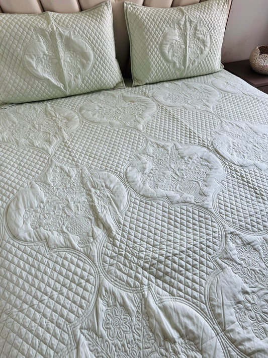 Pista Quilted Solid Bedcover 3pc Set
