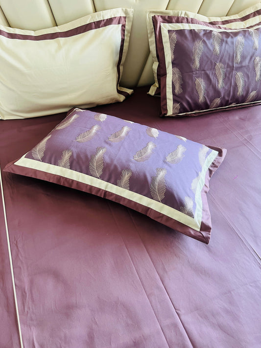 Wine Cotton Luxury Embroidery Bedsheet