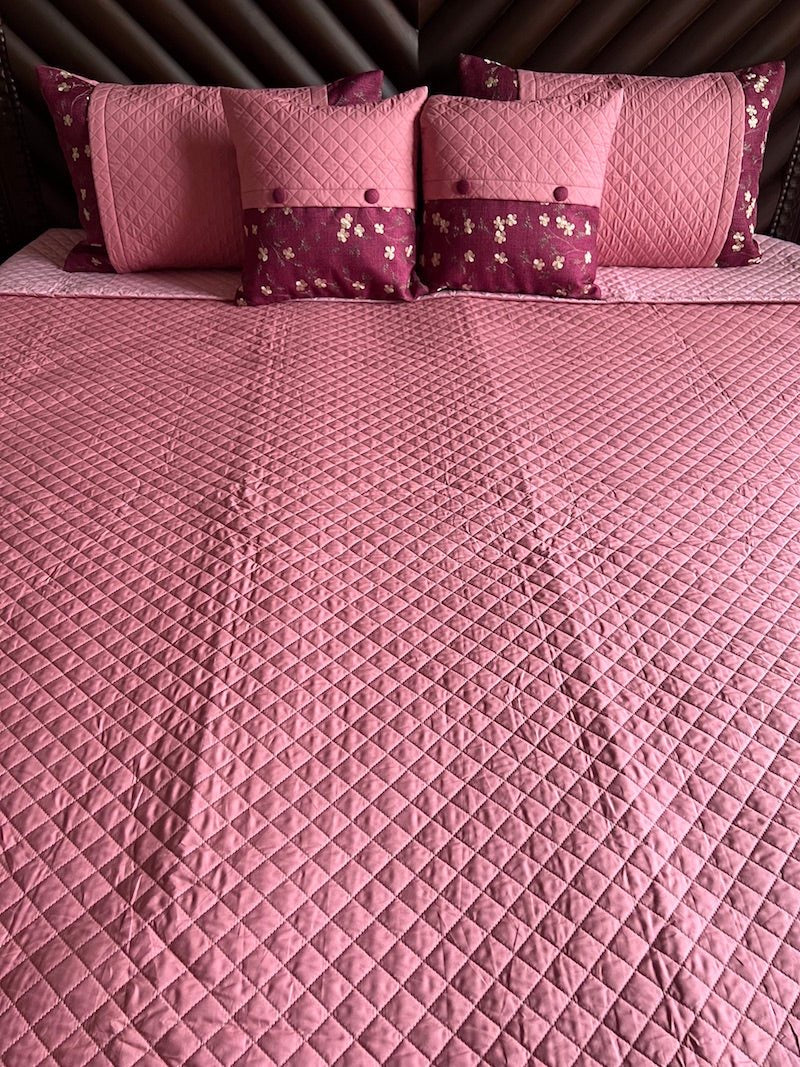 Diamond Reversible Quilted Bedcover 5pc Set