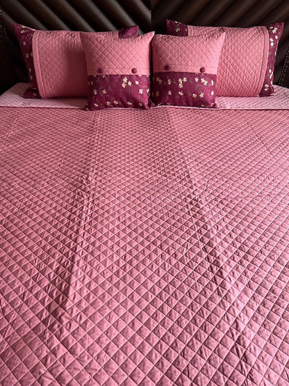 Diamond Reversible Quilted Bedcover 5pc Set