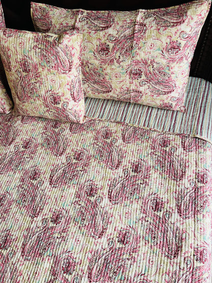 Paisley Quilted Reversible Bedcover 5pc Set