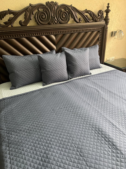 Diamond Reversible Quilted Bedcover 5pc Set