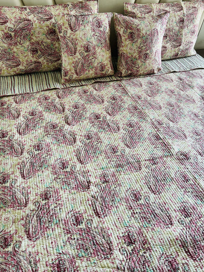 Paisley Quilted Reversible Bedcover 5pc Set