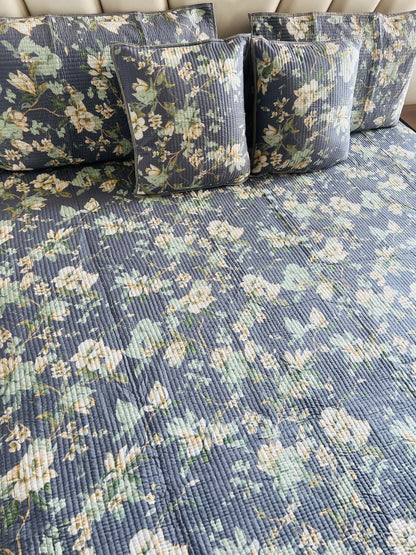 Floral Quilted Bedcover 5pc Set