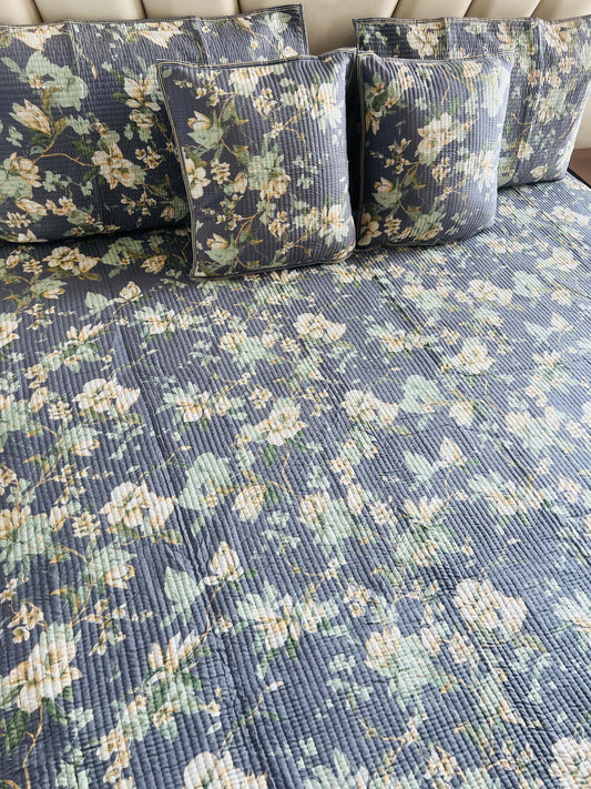 Floral Quilted Bedcover 5pc Set