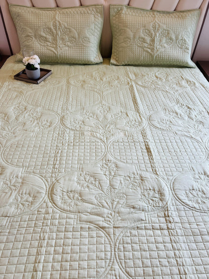 Chic Flora Quilted Bedcover 3pc Set