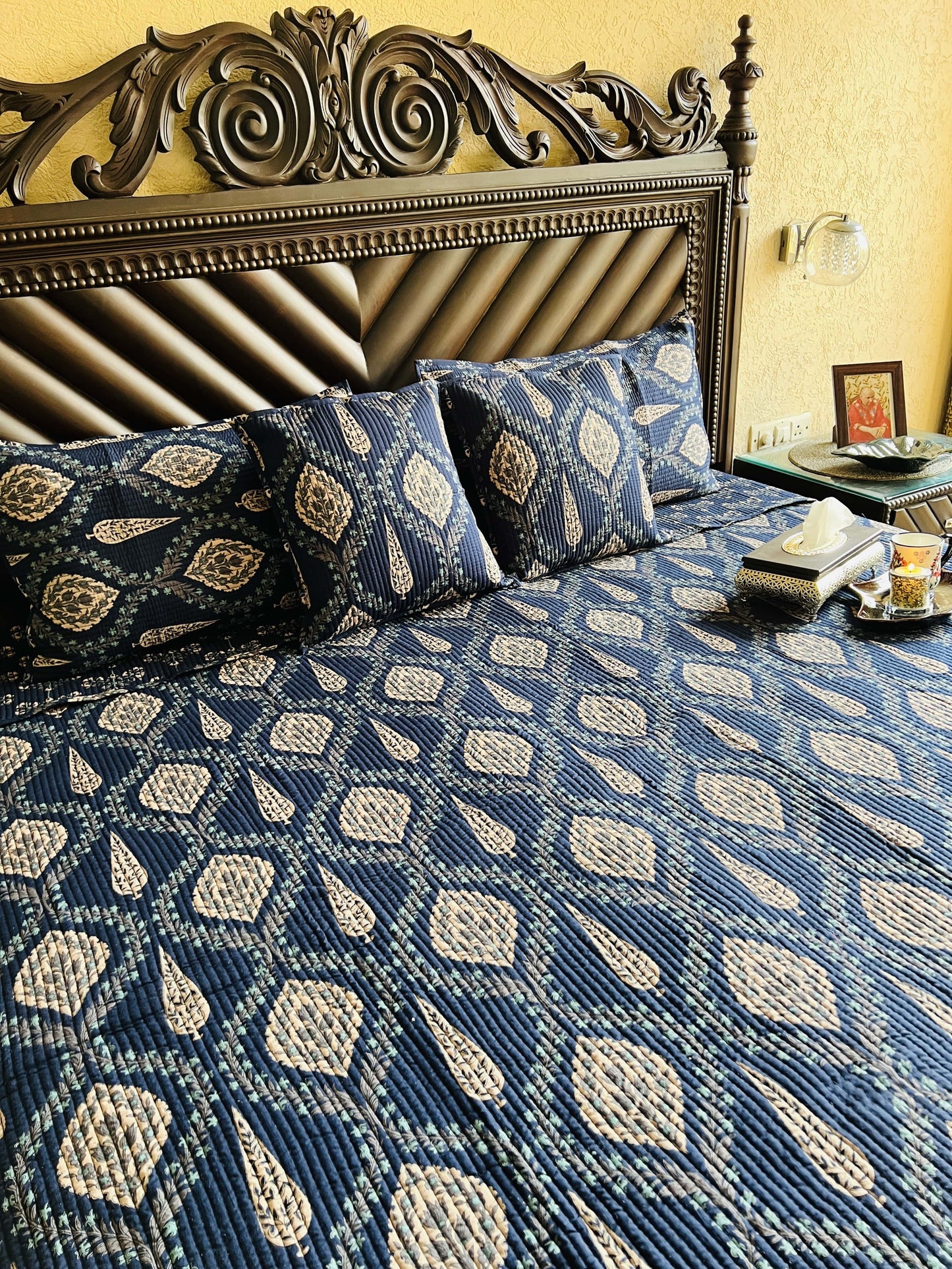 Ajrakh Quilted Bedcover 5pc Set