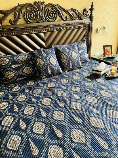 Ajrakh Quilted Bedcover 5pc Set