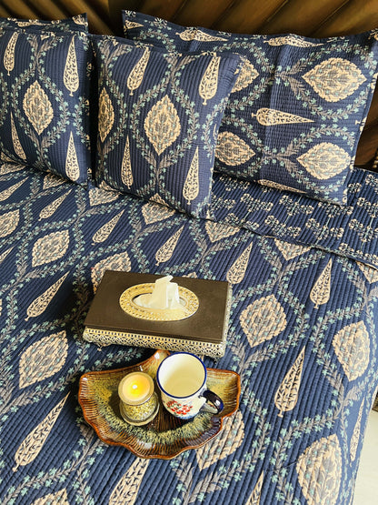 Ajrakh Quilted Bedcover 5pc Set