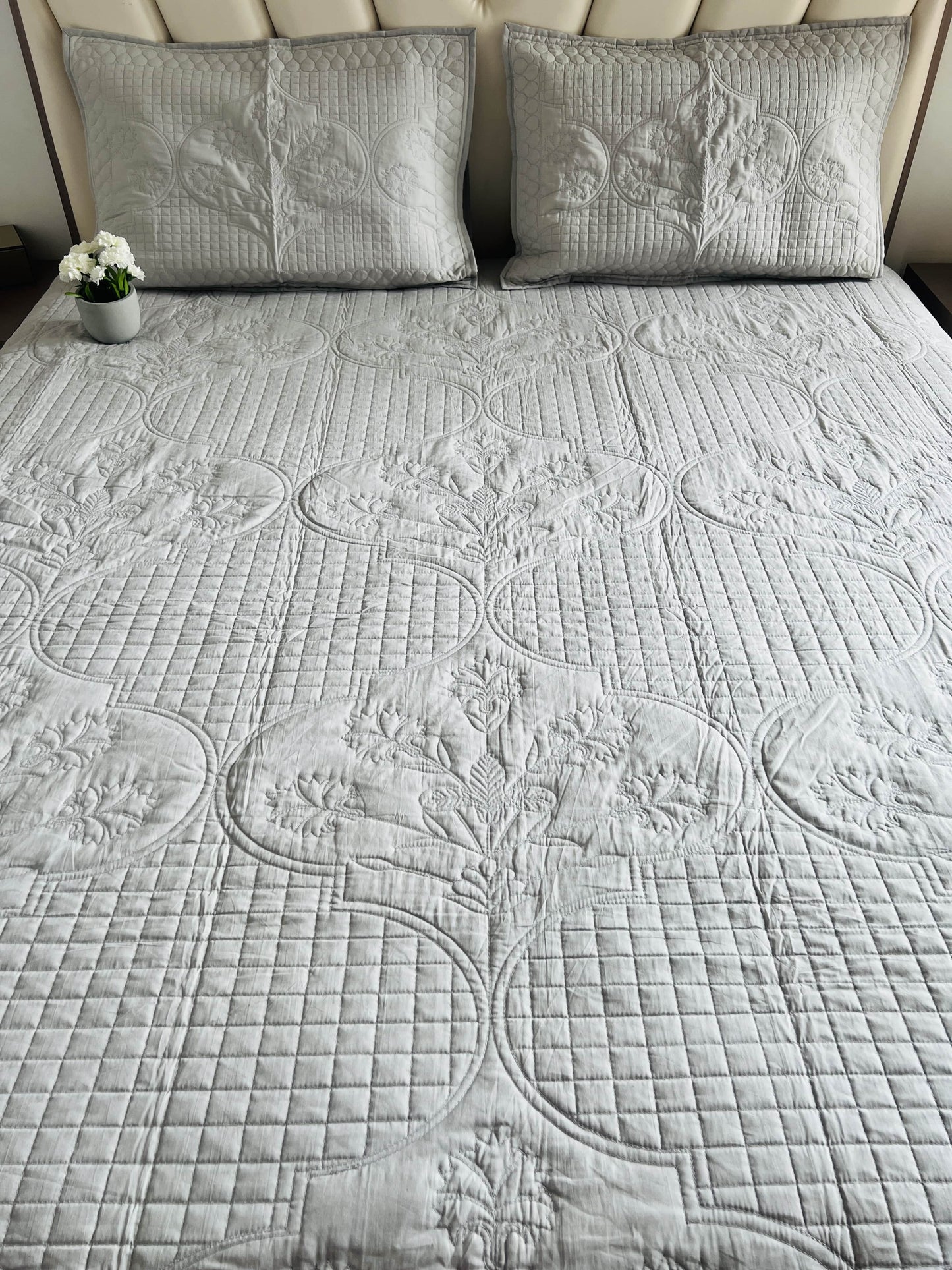 Chic Flora Quilted Bedcover 3pc Set