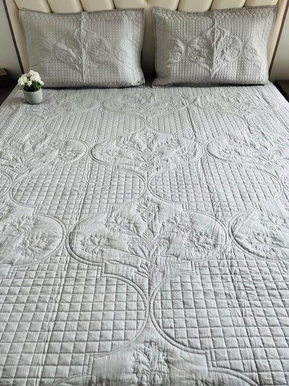 Chic Flora Quilted Bedcover 3pc Set