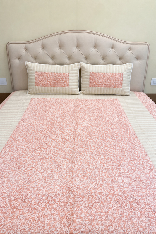 Pink & Beige Bedcover 3pc Set