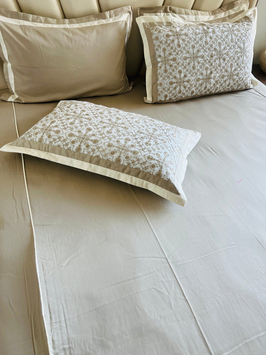 Geometric Cotton Luxury Embroidery Bedsheet