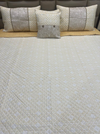 Light Yellow Reversible Quilted Bedcover 5pc Set