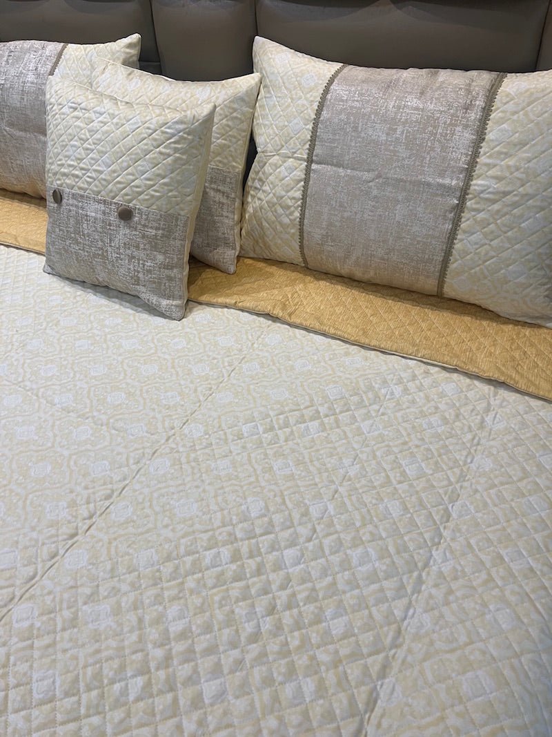 Light Yellow Reversible Quilted Bedcover 5pc Set