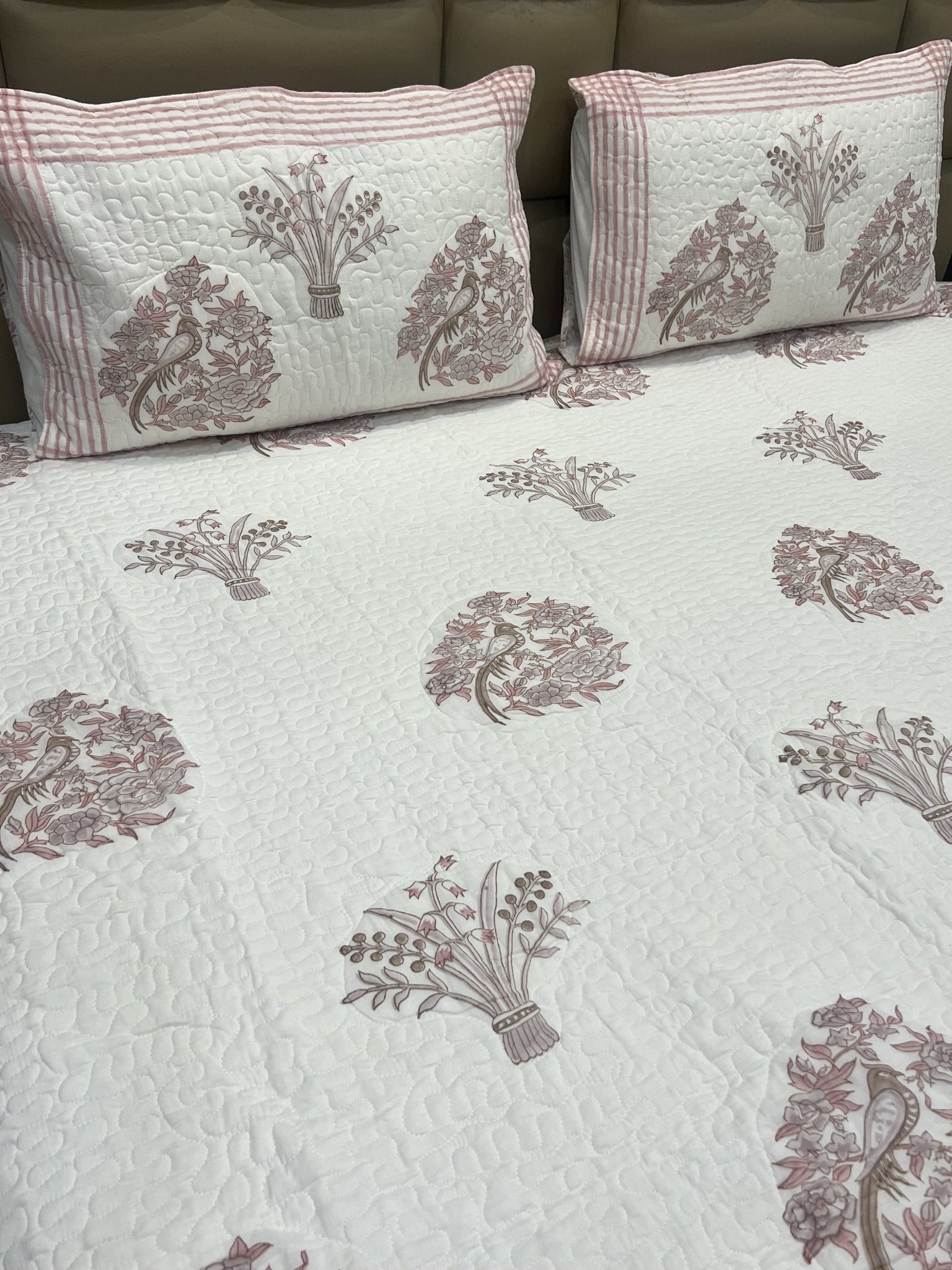 Handblock Quilted Bedcover 3pc Set