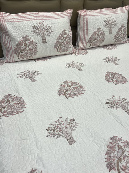 Handblock Quilted Bedcover 3pc Set