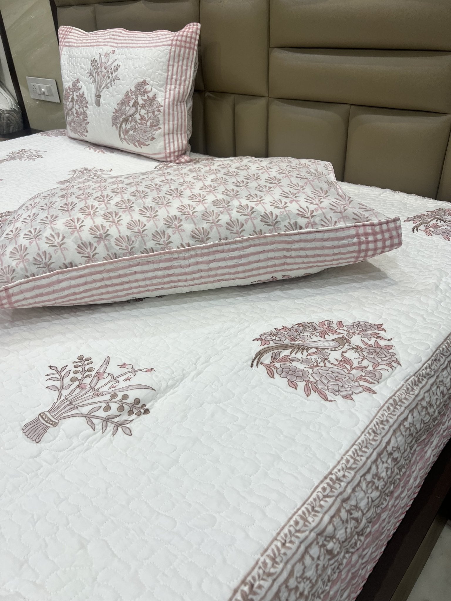 Handblock Quilted Bedcover 3pc Set